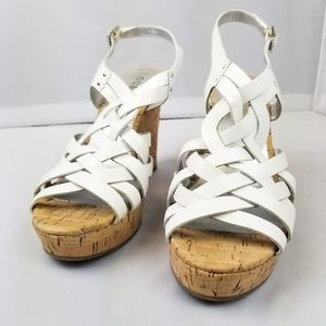 Guess White Cork Platform  Wedge Sandel